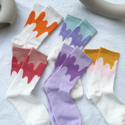 Calcetines de Colores Candy con Tubo-- Set Combinable para Mujer