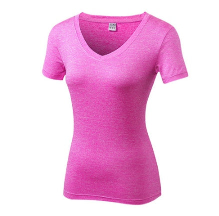 Gym Yoga T-shirt Women V-neck Fitness Tights Sport Jersey Quick Dry Short Running Clothes Girl Tees Top Sexy Yoga Shirt