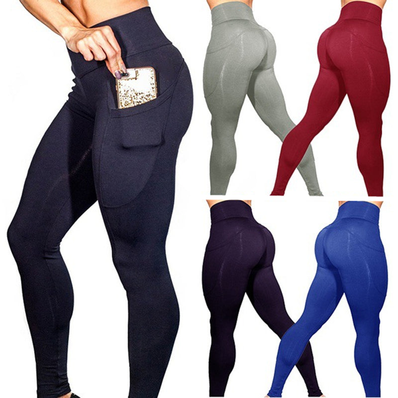 Leggings de Yoga para Mujer con Bolsillo para Telefono -- Cintura Alta y Alta Elasticidad