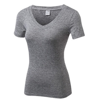 Gym Yoga T-shirt Women V-neck Fitness Tights Sport Jersey Quick Dry Short Running Clothes Girl Tees Top Sexy Yoga Shirt