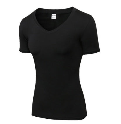 Gym Yoga T-shirt Women V-neck Fitness Tights Sport Jersey Quick Dry Short Running Clothes Girl Tees Top Sexy Yoga Shirt