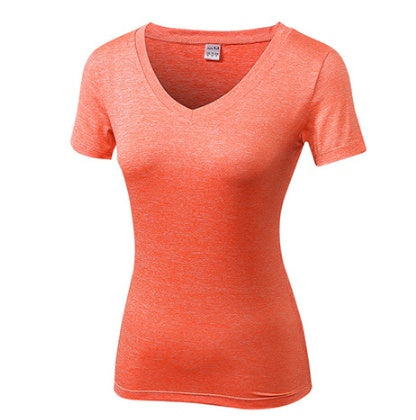 Gym Yoga T-shirt Women V-neck Fitness Tights Sport Jersey Quick Dry Short Running Clothes Girl Tees Top Sexy Yoga Shirt