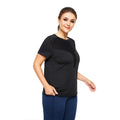 Plus Size Sports T-Shirt for Women - Sexy Mesh Stitching Loose Fitness Short Sleeve