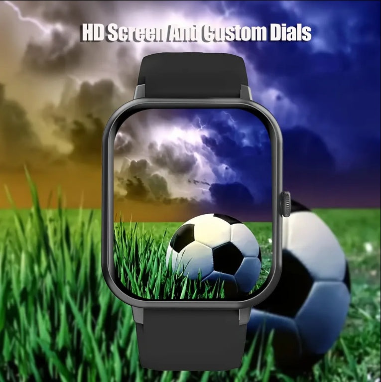 Smartwatch cuadrado con llamadas BT, monitor de ritmo cardiaco, modo deportivo y resistente al agua para hombre y mujer